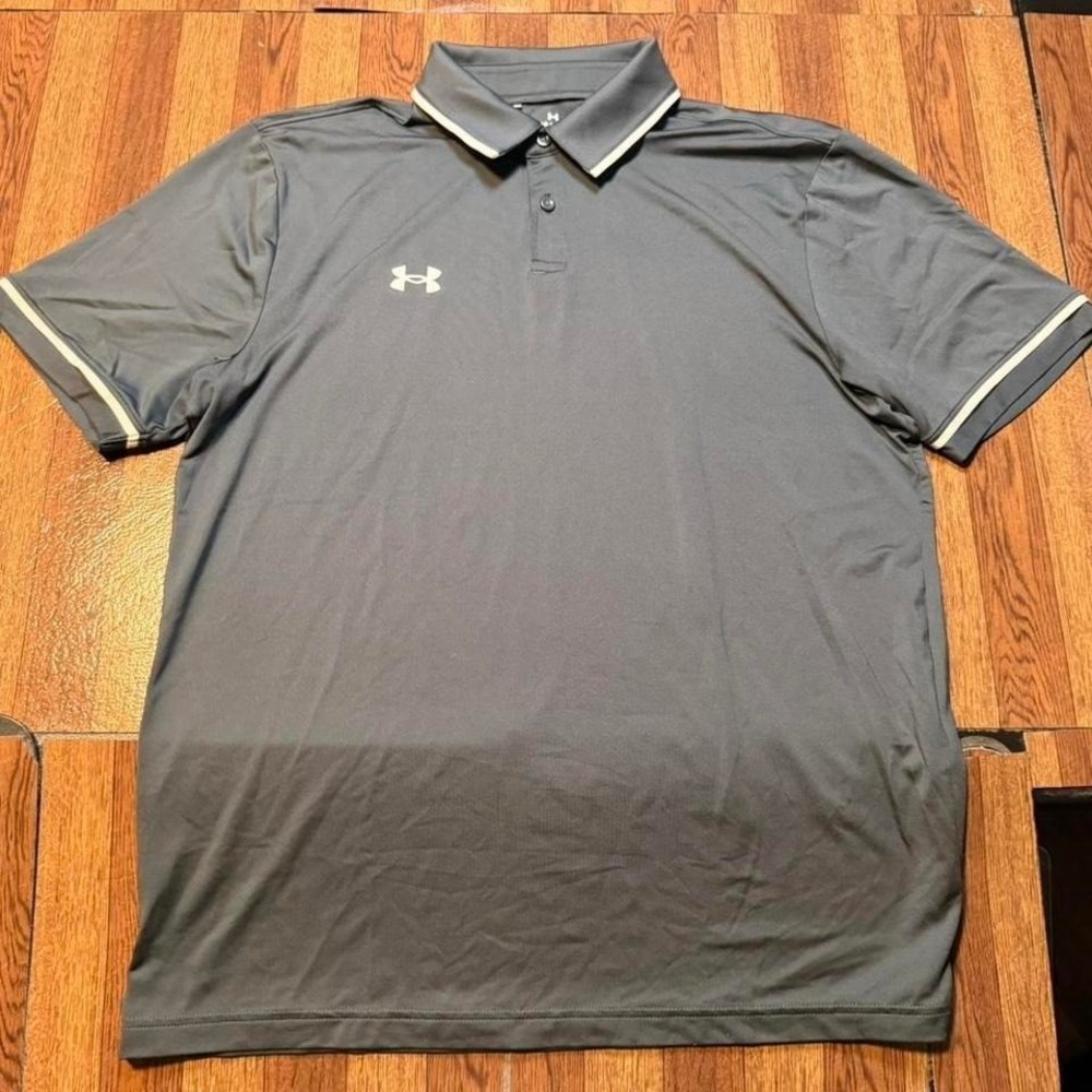 Under Armour Grey Retro Tech Sportswear Golf Polo Shirt Large